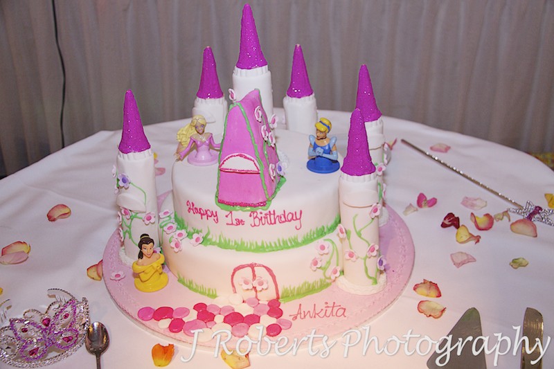 Princess castle birthday cake - party photography sydney